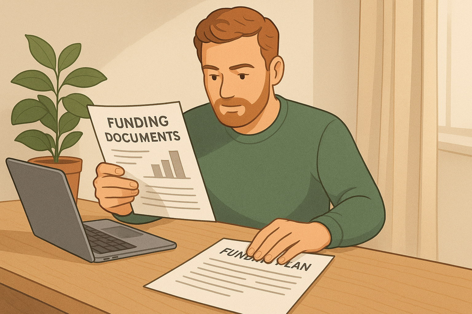 Man looking at finance documents